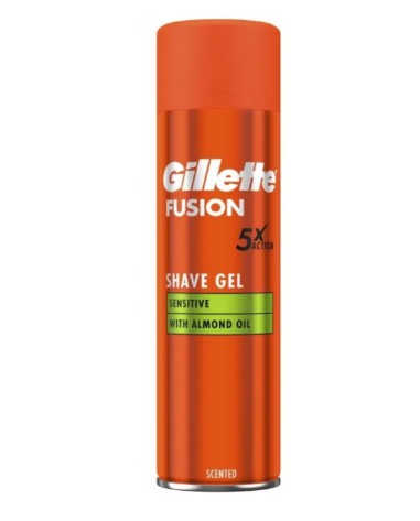 GILLETTE FUSION 5X SHAVE GEL 200ML (SENSITIVE W/ALMOND)
