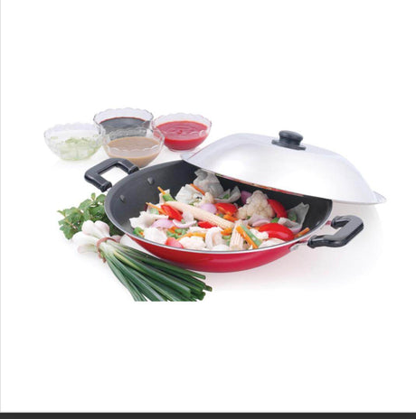 PREMIER ALUMINIUM STAINLESS STEEL CHINESE WOK 36 CM