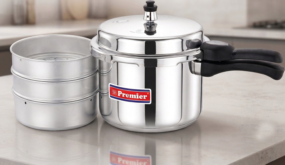 PREMIER ALUMINIUM PRESSURE COOKER-NETRAA-DX-7.5LTR WITH SEPARATOR