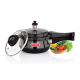 PREMIER ALUMINIUM TRENDY BLACK CUCINA  HANDI PRESSURE COOKER WITH GLASS LID-INDUCTION BOTTOM