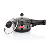 PREMIER ALUMINIUM TRENDY BLACK CUCINA  HANDI PRESSURE COOKER WITH GLASS LID-INDUCTION BOTTOM