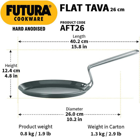 HAWKINS-FUTURA  AFT26 HARD ANODISED FLAT TAWA 26CM