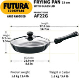 HAWKINS-FUTURA AF22G HARD ANODISED FRYING PAN 22CM WITH GLASS LID