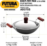 HAWKINS-FUTURA AD375S HARD ANODISED DEEP FRY PAN 3.75L WITH STAINLESS STEEL LID