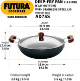 HAWKINS-FUTURA AD75S HARD ANODISED DEEP FRY PAN 36CM WITH STAINLESS STEEL LID