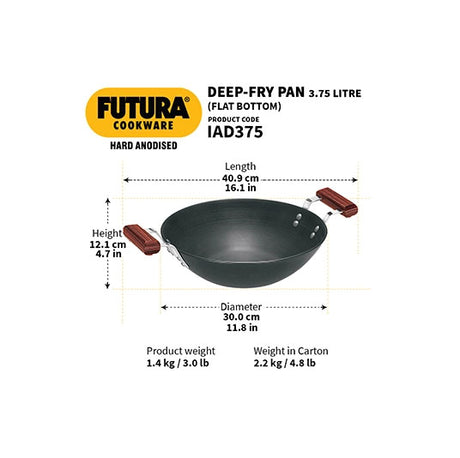 HAWKINS INDUCTION COMPATIBLE HARD ANODISED DEEP FRYPAN 3.75L (IAD375)