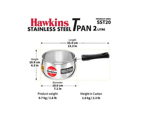 HAWKINS 2L STAINLESS STEEL  T-PAN  LID (SST20)
