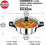 HAWKINS COOK-N-SERVE CASSEROLE WITH GLASS LID (SSCB20G)