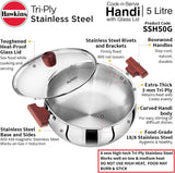 HAWKIN  TRI-PLY  HANDI WITH GLASS LID 5L(SSH50G)