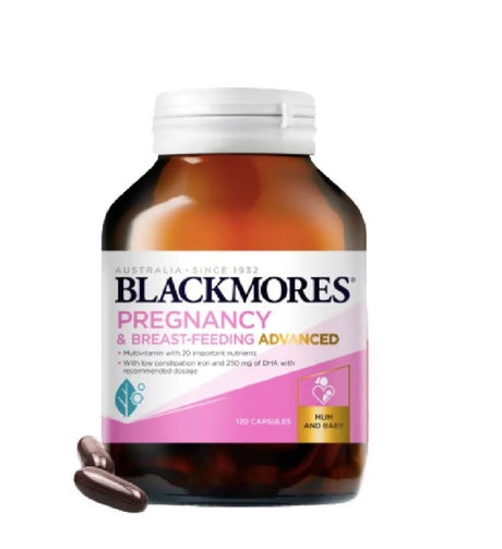 Blackmores Pregnancy & Breast-Feeding Advanced supplement bottle 