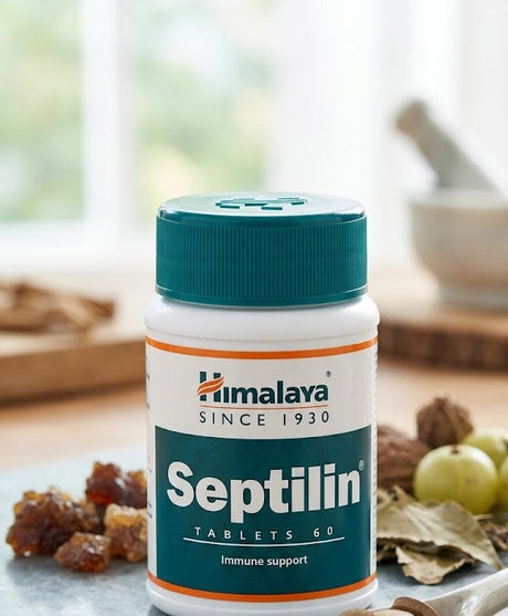 A bottle of Himalaya Septilin tablets