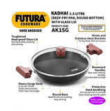 HAWKINS FUTURA  DEEP FRY PAN WITH GLASS LID 1.5L (AK15G)
