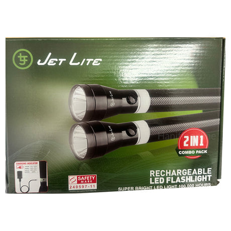 JETLITE RECHARGEABLE LED FLASHLIGHT COMBO JL228-2
