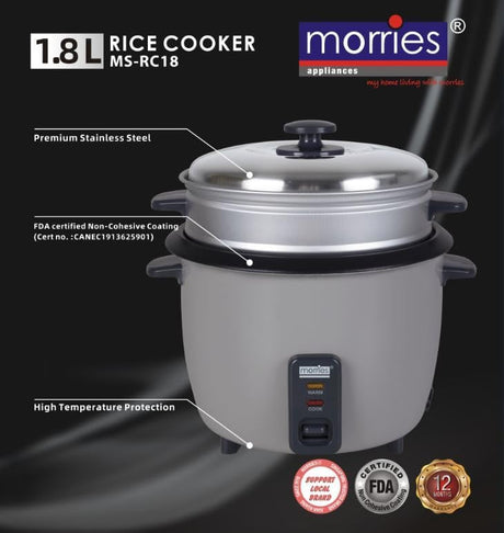 MORRIES 1.8L RICE COOKER MS-RC18