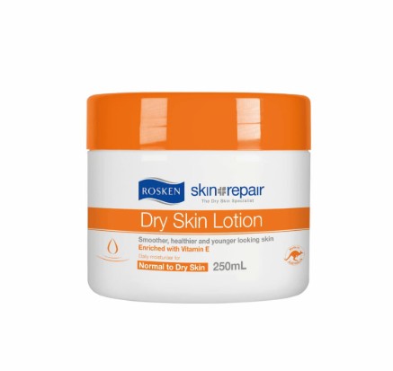Jar of Rosken Skin Repair Dry Skin Lotion on a white background