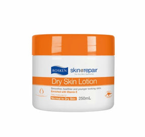 Jar of Rosken Skin Repair Dry Skin Lotion on a white background