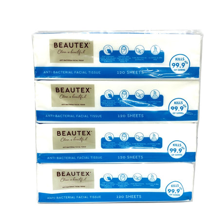 BEAUTEX 3PLY ANTIBACTERIAL FACIAL TISSUE 4X120 SHEETS