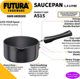 HAWKINS-FUTURA AS15 HARD ANODISED SAUCEPAN 1.5LTR