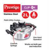 PRESTIGE  CLIP-ON MINI STAINLESS STEEL PRESSURE COOKER 2L WITH LID