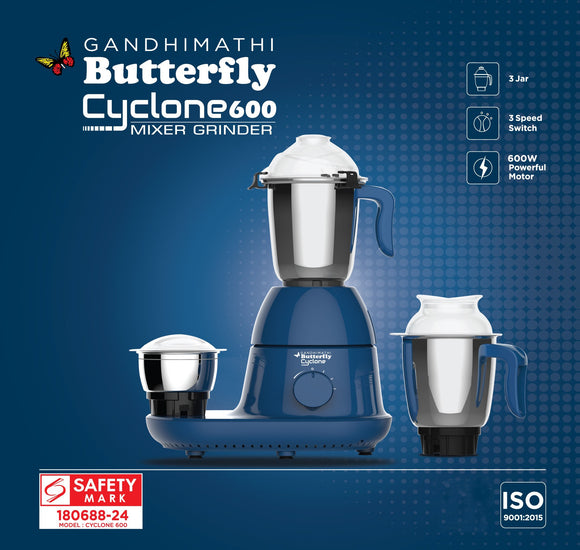 BUTTERFLY CYCLONE MIXER 600WATTS (3JAR)