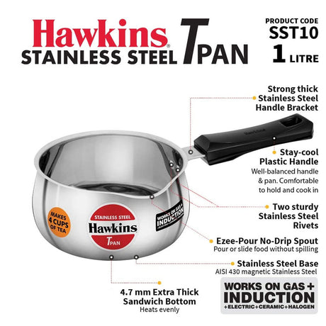 HAWKINS 1L STAINLESS STEEL T-PAN (SST10)