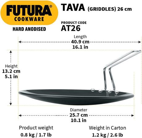 HAWKINS HARD ANODISED TAVA 26CM 4.88MM (AT26)