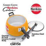 HAWKINS 5L CERAMIC COATED MUSTARD YELLOW PRESSURE COOKER (CMY50)