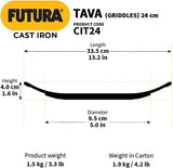 HAWKINS TAWA 24CM FUTURA CAST IRON (CIT24)