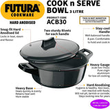 HAWKINS HARD ANODISED COOK-N-SERVE  BOWL 3L -23CM (ACB30)