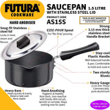 HAWKINS HARD ANODISED SAUCEPAN 1.5L WITH LID (AS15S)