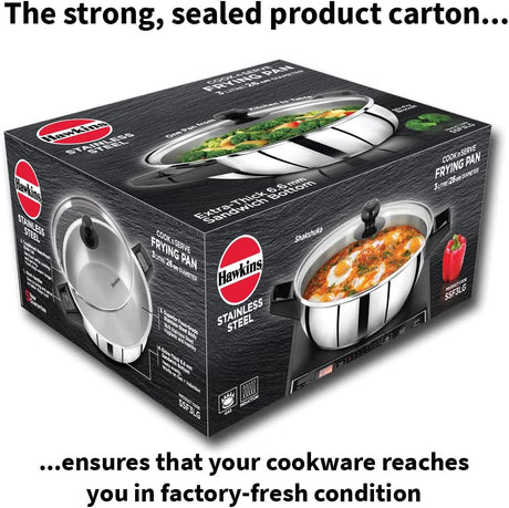 HAWKINS 3L 26CM COOK N SERVE FRY PAN WITH GLASS LID (SSF3LG)