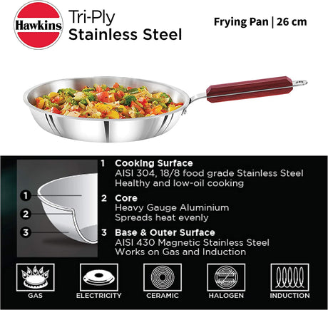 HAWKINS 26CM TRI-PLY STAINLESS STEEL FRY PAN LID (SSF26)