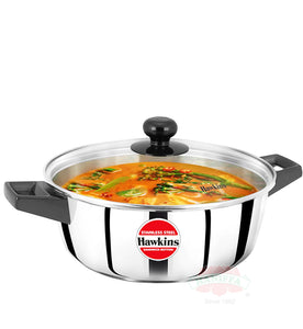 HAWKINS 3L- 24CM STAINLESS STEEL COOK-N-SERVE CASSEROLE WITH GLASS LID (SSCB30G)