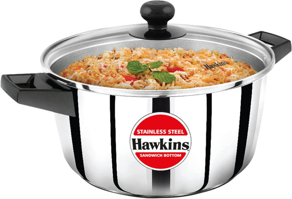HAWKINS 4L  STAINLESS STEEL COOK N SERVE CASSEROLE WITH GLASS LID (SSCB40G)