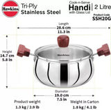 HAWKINS 2L TRI-PLY STAINLESS STEEL HANDI WITH GLASS LID (SSH20G)