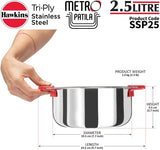 HAWKINS 2.5L TRI-PLY STAINLESS STEEL METRO PATILA (SSP25)