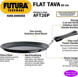 HAWKINS HARD ANODISED FLAT TAVA 26CM WITH PLASTIC HANDLE (AFT26P)
