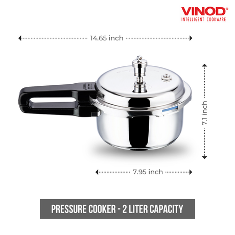 VINOD SANDWICH BOTTOM PRESSURE COOKER WITH LID 2 LTR (TCSB-2)