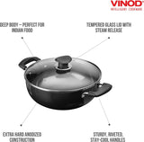 VINOD HARD ANODISED INDUCTION KADAI WITH LID 28CM (IHADK-28)