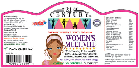 21ST CENTURY WOMEN'S MULTIVITE  30S TAB