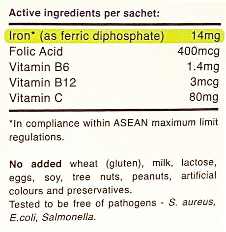 "OCEAN HEALTH" FAST ABSORB IRON ENERGY FORMULA 28 SACHETS