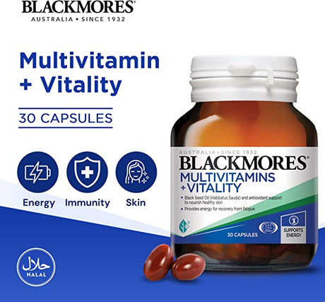 BLACKMORES MULTIVITAMINS+VITALITY (30 CAPSULES)