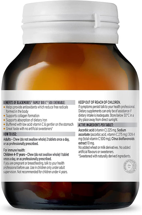 BLACKMORES FAMILY BIO C 500 CHEWABLE (50 TABLETS)