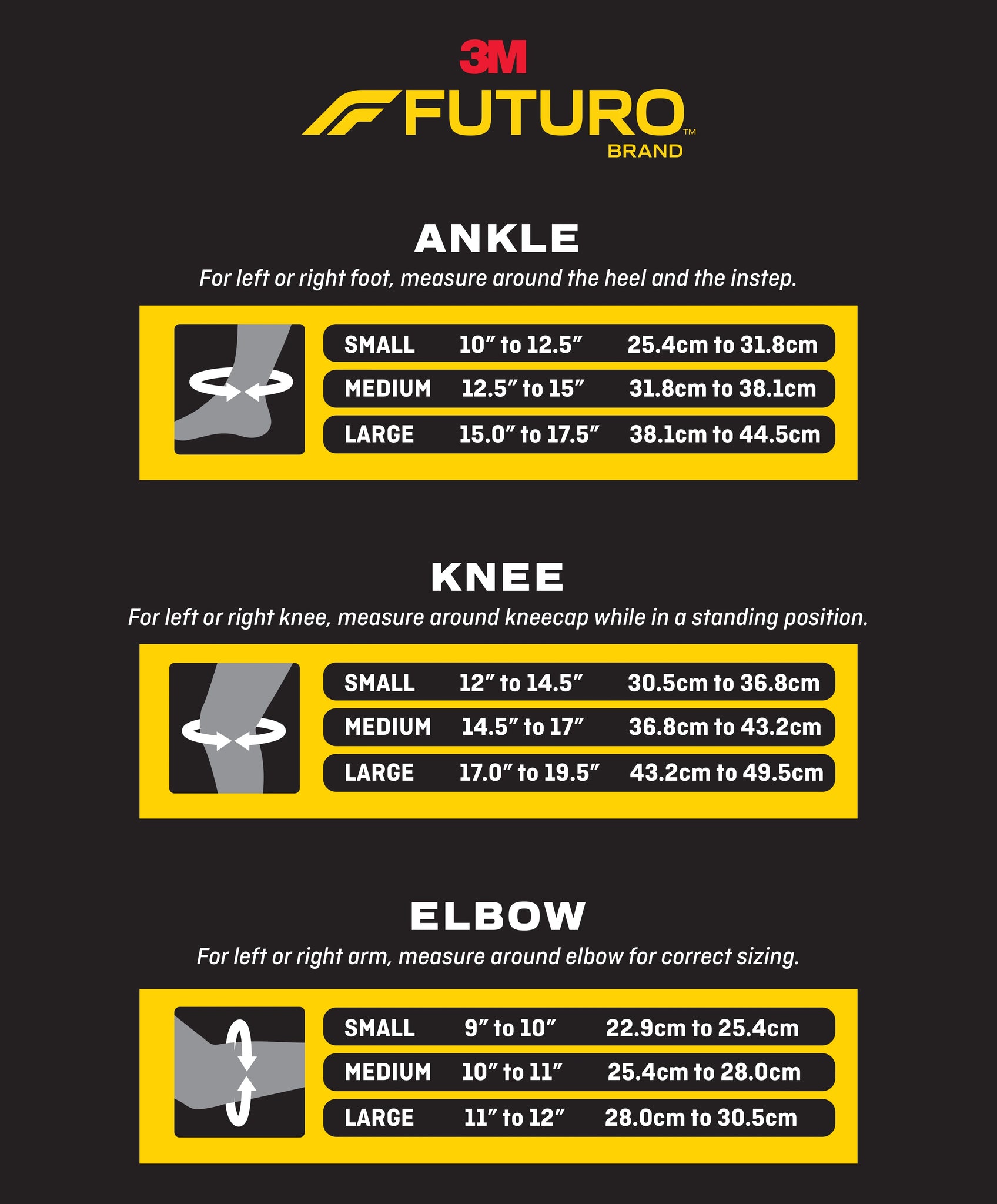 Futuro Ankle Support Size Chart